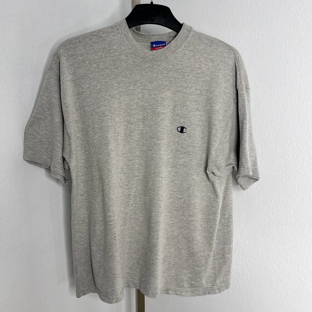 Vintage Champion Logo Gray T-Shirt Size XL